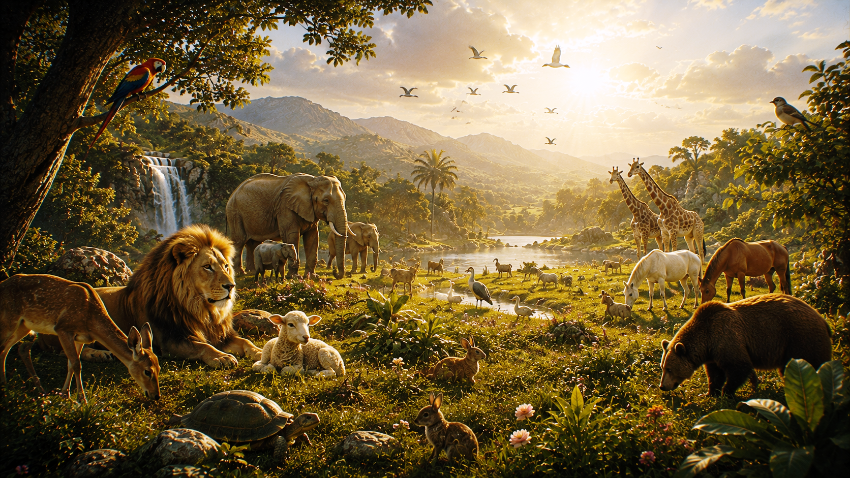 Genesis 1:30 - To every animal of the earth, and to every bird of the sky, and to everything that creeps on the earth, in which there is life, I have given every green herb for food;” and it was so.