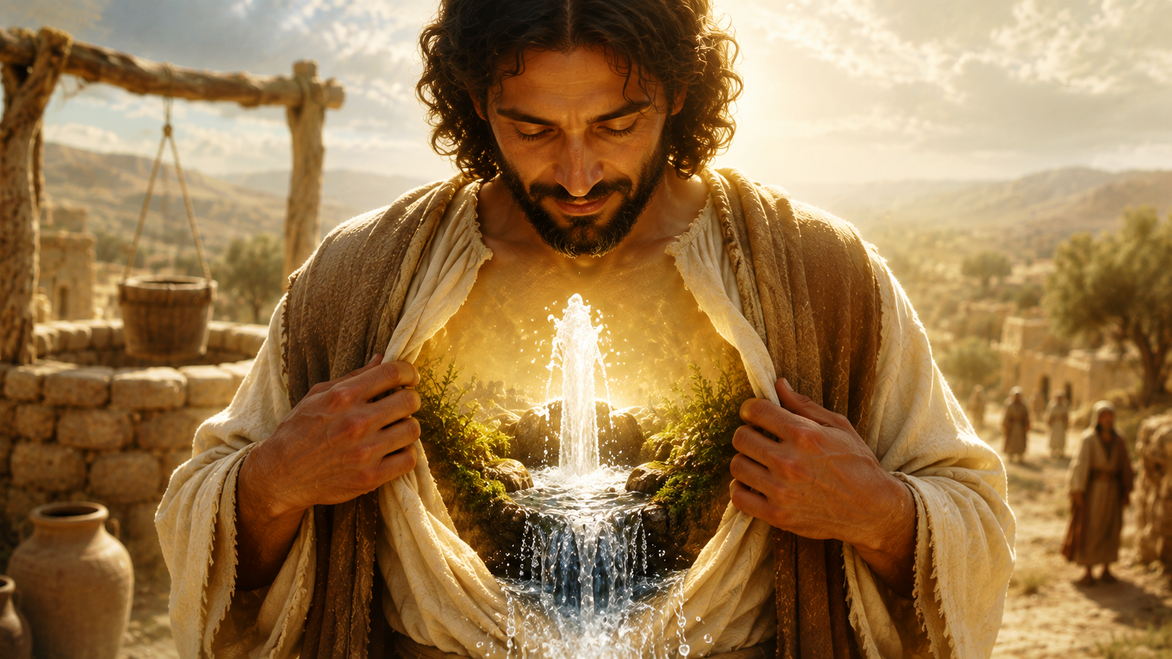 John 4:14 - but whoever drinks of the water that I will give him will never thirst again; but the water that I will give him will become in him a well of water springing up to eternal life.”