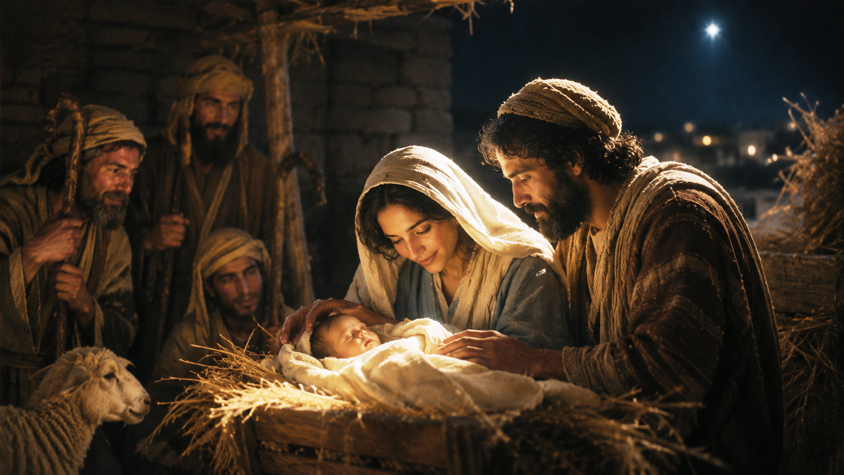 Luke 2:7 - She gave birth to her firstborn son. She wrapped him in bands of cloth and laid him in a feeding trough, because there was no room for them in the inn.